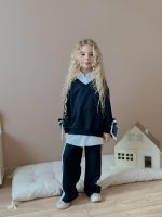 lacivert fiyonk detaylı takım