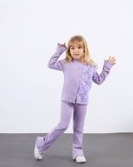 çiçek detaylı mor takım